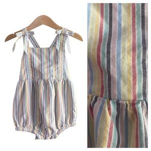 Hanna Andersson Colorful Stripe Smocked Crisscross Bubble Romper